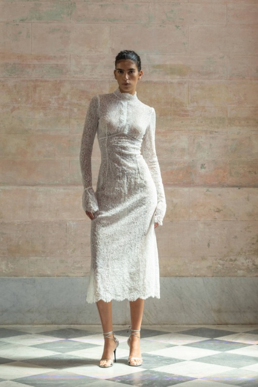 2025 Liz Martinez Midi Boy Dantel Gelinlik