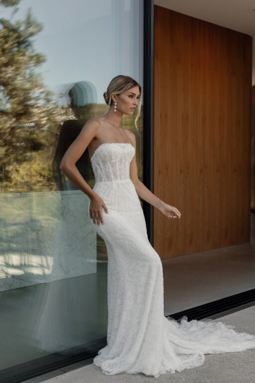 2025 La Premiere Bridal Dantel Straplez Gelinlik - 2