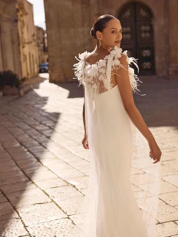 Modeca Gelinlik 05-26 Balık Kesim Bohem Tarlatansız Gelinlik 4