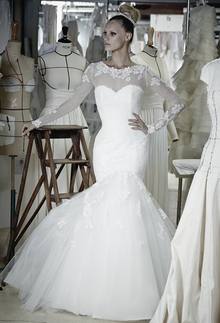 Uzun Kollu Gelinlik Modeli