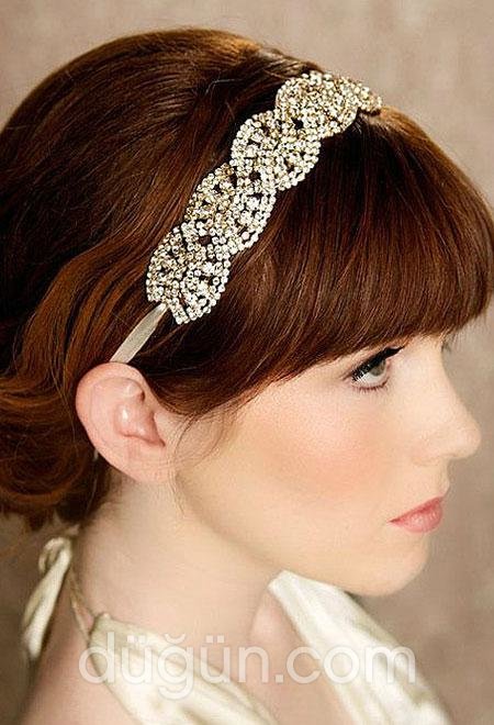 Taşlı Saç Bantlı Gelin Saçı